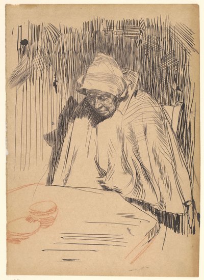Gammel kvinne ved bordet (Malle Teun) av Jan Veth