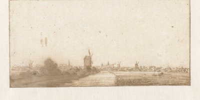 Utsikt over en by (Leiden?) av Jan Vincentsz. van der Vinne (possibly)