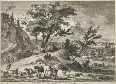 Utsikt over en vei nær Cluses på Arve, Savoie Vue Prez de Cluse sur L'Arve en Savoije (tittel på objekt) Utsikt i Savoie (serietittel) av Jan Vincentsz. van der Vinne