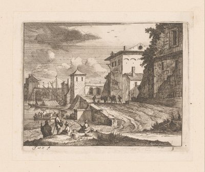 Kaier i en italiensk havn av Jan Vincentsz. van der Vinne