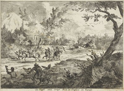 Ulvejakt i Conflans, Savoie La Chasse aux Loups Prez de Conflans en Savoije (tittel på objekt) Faces in Savoie (serietittel) av Jan Vincentsz. van der Vinne
