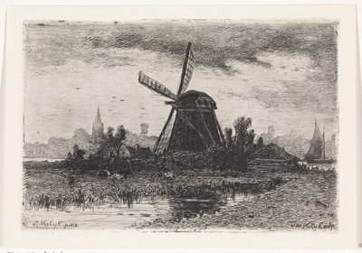 Landskap med mølle av Johannes Martinus Vrolijk