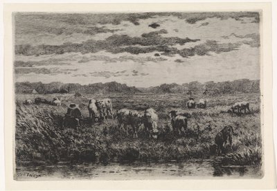 Landskap med sauer av Johannes Martinus Vrolijk