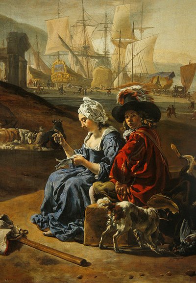 Italian Seaport (olje på panel) (detalj av 406451) av Jan Baptist Weenix