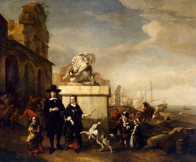 Maleren og hans familie med romerske ruiner (olje på lerret) av Jan Baptist Weenix