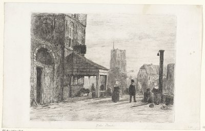 Utsikt over Saint Martin-kirken i Woudrichem av Jan Weissenbruch