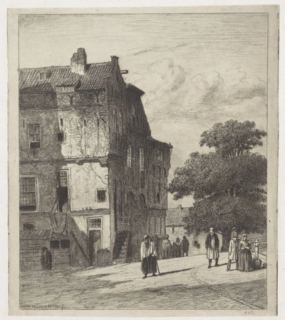 Utsikt over en gate i Amsterdam av Jan Weissenbruch