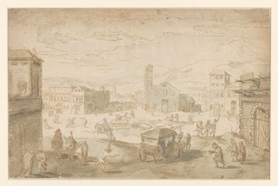 Februar måned: Fastelavnsscene på et italiensk torg av Jan Wildens