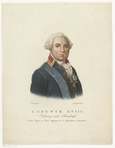 Portrett av Louis XVIII, konge av Frankrike av Jan Willem Caspari