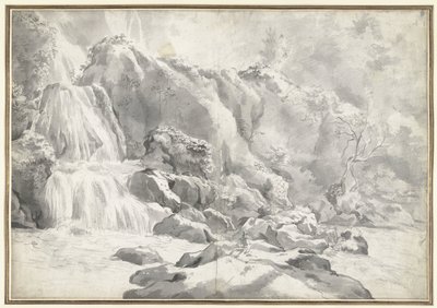 Utsikt over kaskaden ved Tivoli med en tegner av Jan Worst (attributed to)