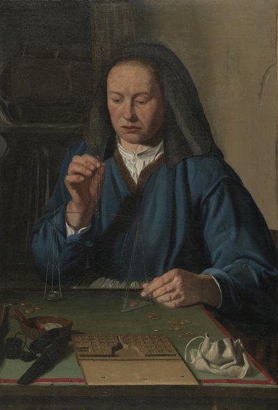 Kvinne som veier gull, ca. 1630 av Jan Woutersz.