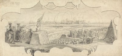 En offiser på en voll som styrer bombardementet av en fjern by av Jan Wyck