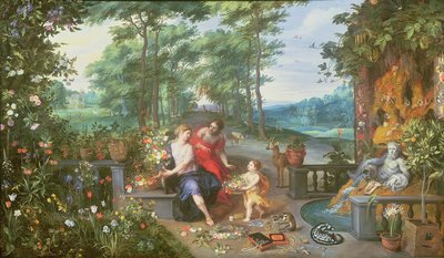 Flora og nymfer i en hage av Jan and Balen, Hendrik van Brueghel