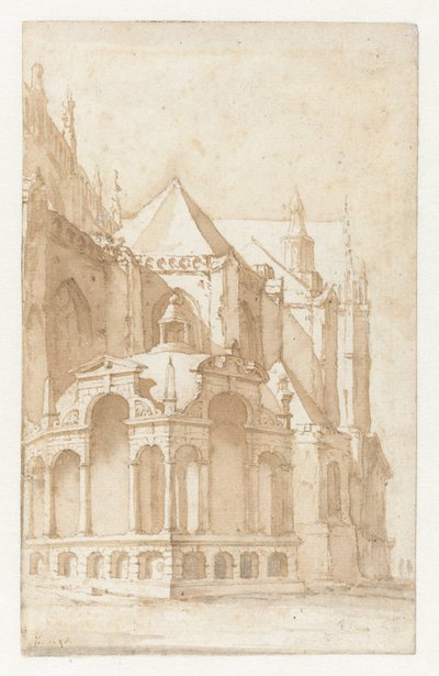 Beckeneel House ved Nieuwe Kerk i Amsterdam av Jan de Bisschop