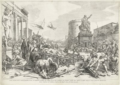 Martelaarschap van heilige Lawrence Salige Lawrence mens (...) er Roma Lawrence (tittel på objekt) av Jan de Bisschop