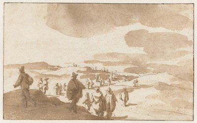 To skisser av figurer på sanddynene nær Scheveningen Folk i sanddynene i Scheveningen av Jan de Bisschop