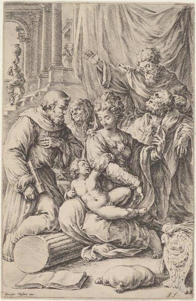 Hellig familie med hellige av Jan de Bisschop, after Giorgio Vasari