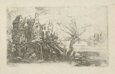 Hus ved en elv av Jan de Hoey