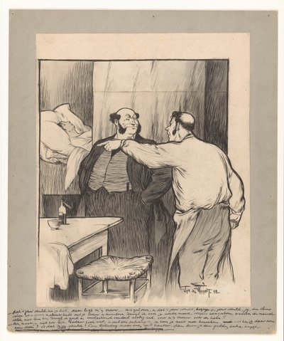 Eier av fabrikk med avdød kone til en arbeider av Jan de Waardt (signed by artist)