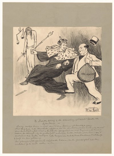 Den fulle autoriteten og den selvsikre pengemakten holder en likdans (tittel på objekt) av Jan de Waardt (signed by artist)