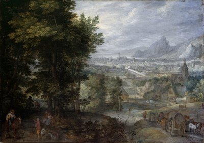 Et skogkledd landskap av Jan the Elder Brueghel