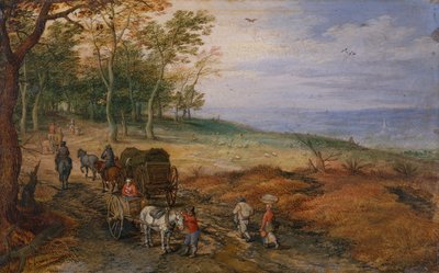 Et skogkledd landskap med reisende (olje på kobber) av Jan the Elder Brueghel
