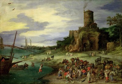 Fiskere ved bredden av Jan the Elder Brueghel