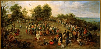 Folkedans foran erkehertugene … (maleri på lerret) av Jan the Elder Brueghel