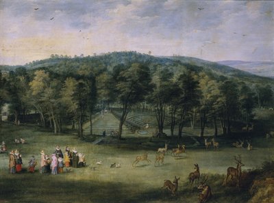 Infanta Isabella Clara Eugenia fra Spania i Parc de Mariemont, første tredjedel av 1600-tallet. av Jan the Elder Brueghel