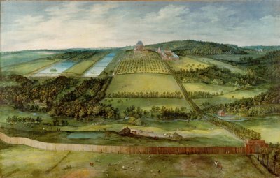 Utsikt over Chateau de Mariemont, Belgia (olje på lerret) av Jan the Elder Brueghel