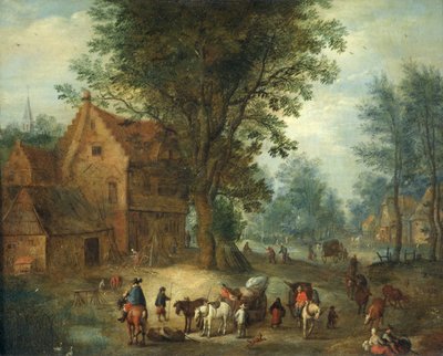 Landsbyscene, ca. 1640-60 (olje på kobber) av Jan the Elder Brueghel