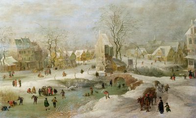 Vinterscene i Holland av Jan the Elder Brueghel