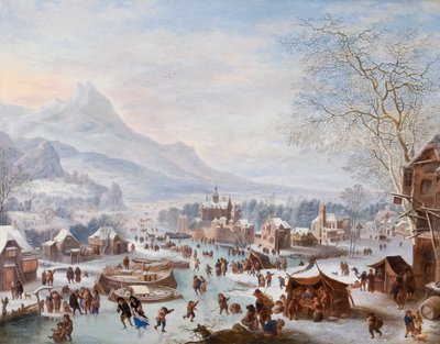Vinterscene med skatere (olje på kobber) av Jan the Elder Griffier