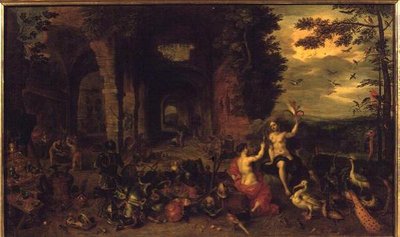 Allegory of Air and Fire, ca. 1650-60 (olje på panel) av Jan the Younger Brueghel