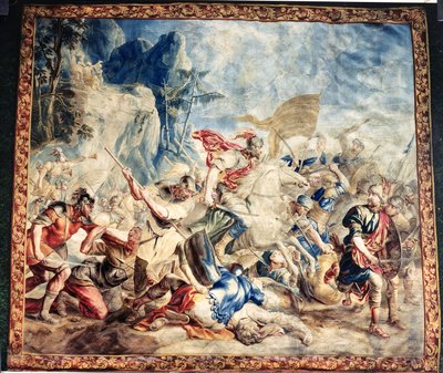 Slaget om israelittene og amelikittene, fra verkstedet til Frans og Pieter van der Borcht (silketeppet) av Jan van (after) Orley