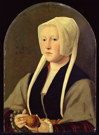 Portrett av en dame (maleri) av Jan van (attr. to) Scorel