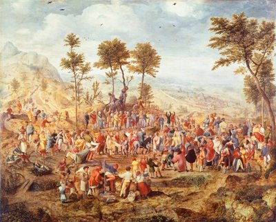 Kristus kommer inn i Jerusalem av Jan van Amstel (ca. 1500-1542), blandede medier på tre, ca. 1540 av Jan van Amstel