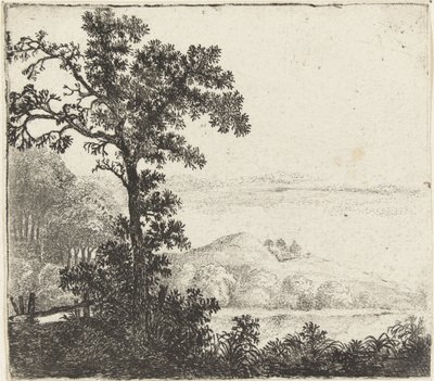 Landskap med tre ved en elvebredd av Jan van Brosterhuyzen