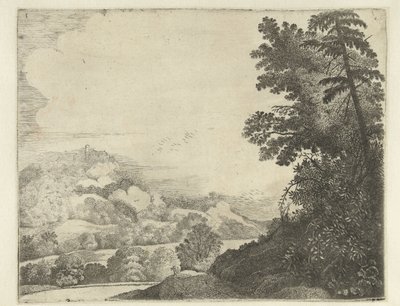 Landskap med sauer på bakke og trær Landskap (serietittel) av Jan van Brosterhuyzen