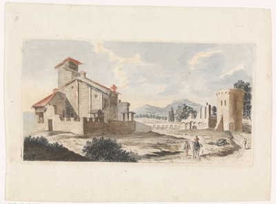 Italiensk landskap med en mann på et muldyr av Jan van Call (I) (attributed to)