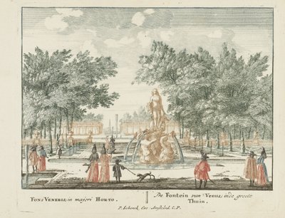 Venusfontenen i den store hagen til Het Loo-palasset Gesichte van het Famous Loo som andre kongehus (serietittel) Admirandorum quadruplex spectaculum (serietittel) av Jan van Call (I)