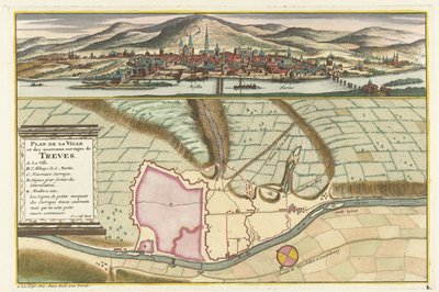 Kart over Trier, 1704 Plan de la Ville et: Chateau: de Traarbach (tittel på objekt) av Jan van Call (II)