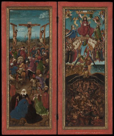 Korsfestelsen; Den siste dom av Jan van Eyck