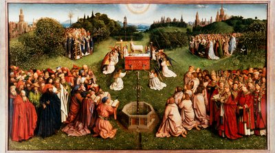 Gent-altertavlen. Tilbedelse av det mystiske lam, 1432. av Jan van Eyck