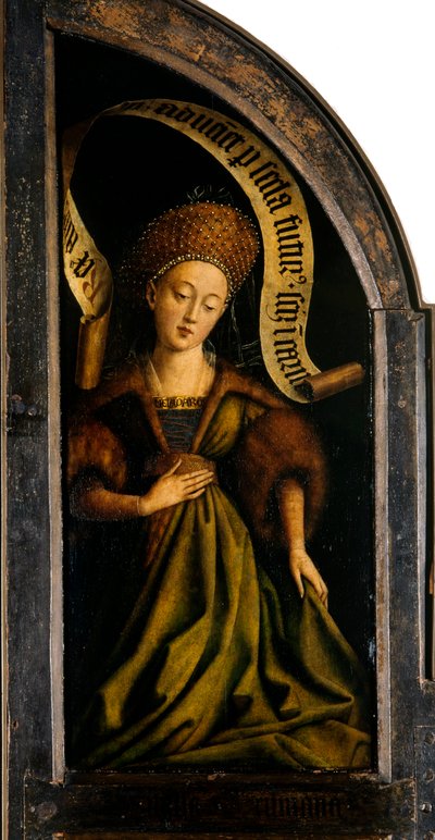 Ghent-altertavlen. Tilbedelse av det mystiske lam: Cumaean Sibyl, 1432. av Jan van Eyck