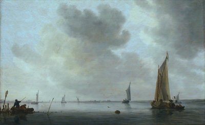 Fiskebåter utenfor en elvemunning av Jan van Goyen