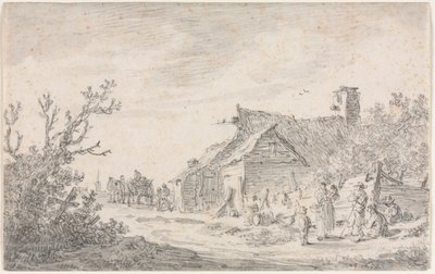 Landskap med hytte og figurer av Jan van Goyen