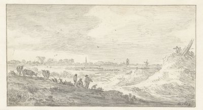 Landskap med figurer på en sanddyne av Jan van Goyen