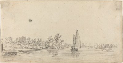 Seilbåt på elvemunning av Jan van Goyen