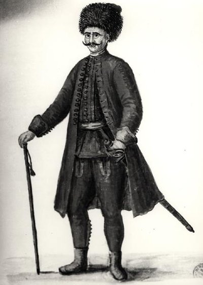 En tjenestemann fra det venetianske arsenalet (akvarell på papir) (s/hvitt-bilde) av Jan van Grevenbroeck
